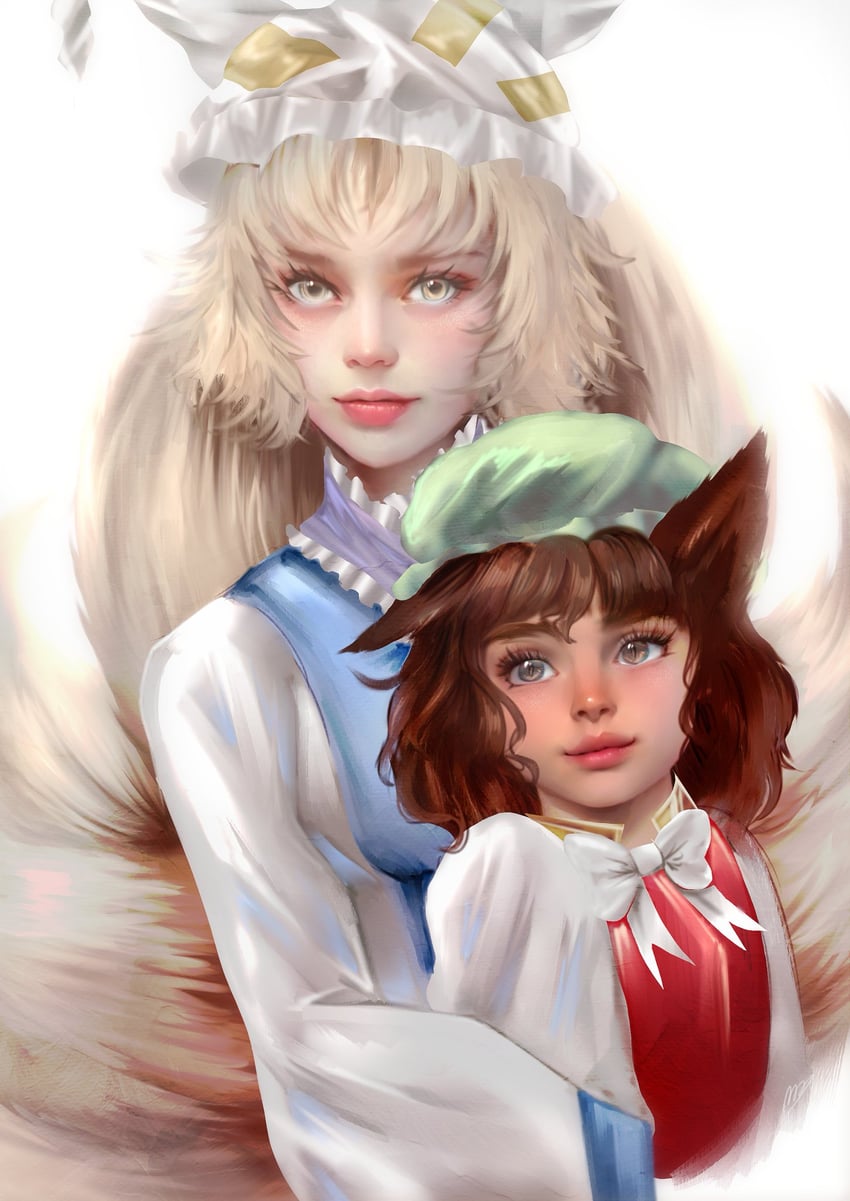 yakumo ran and chen (touhou and 1 more) drawn by luo_qiangwei