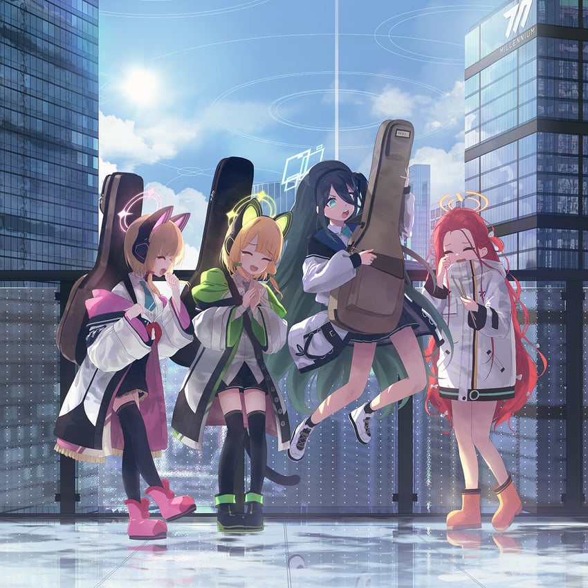 aris, momoi, midori, and yuzu (blue archive) drawn by mo_ne