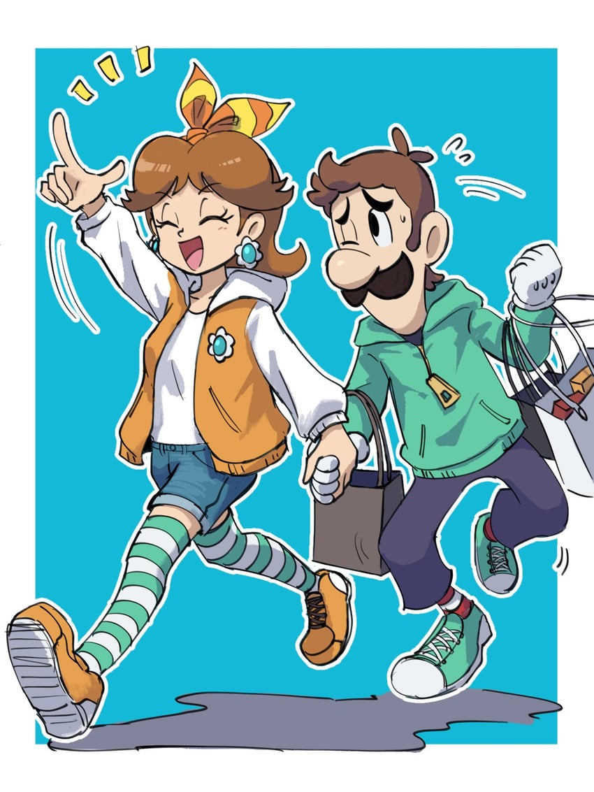 luigi and princess daisy (mario and 1 more) drawn by ya_mari_6363
