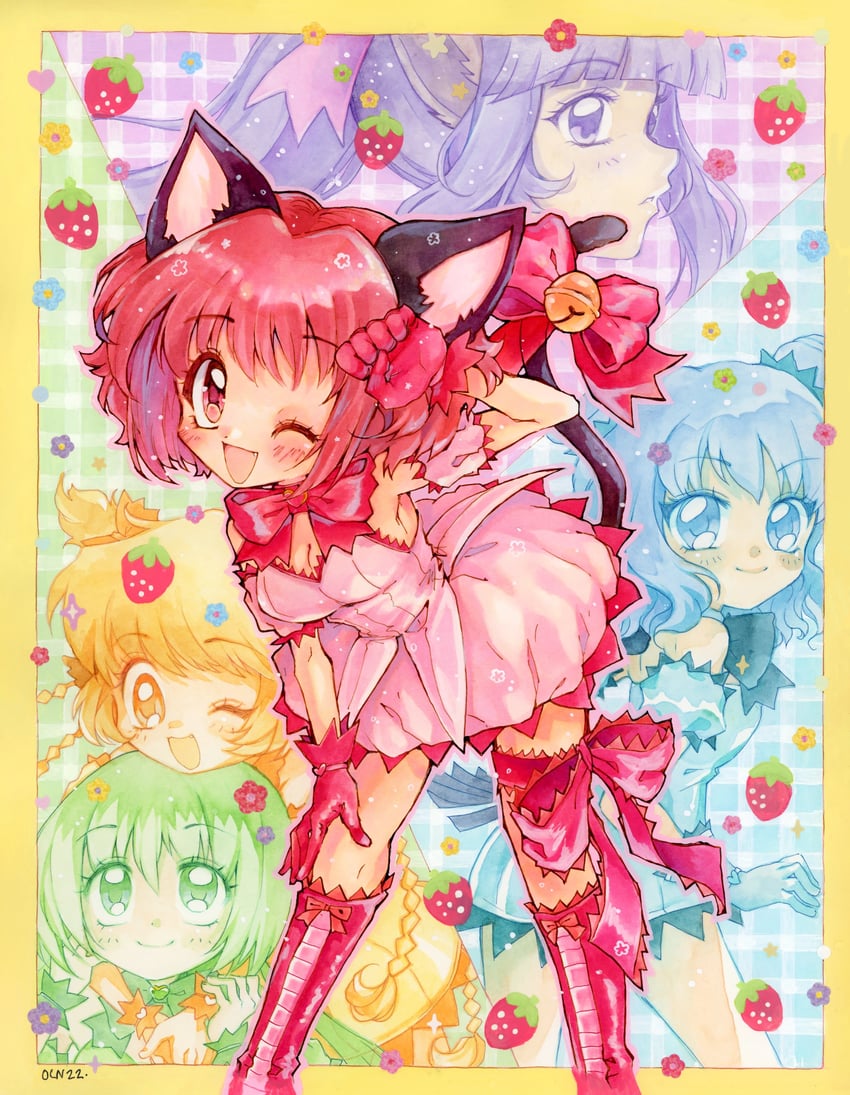momomiya ichigo, mew ichigo, aizawa mint, fujiwara zakuro, midorikawa lettuce, and 5 more (tokyo mew mew and 1 more) drawn by oceaninspace