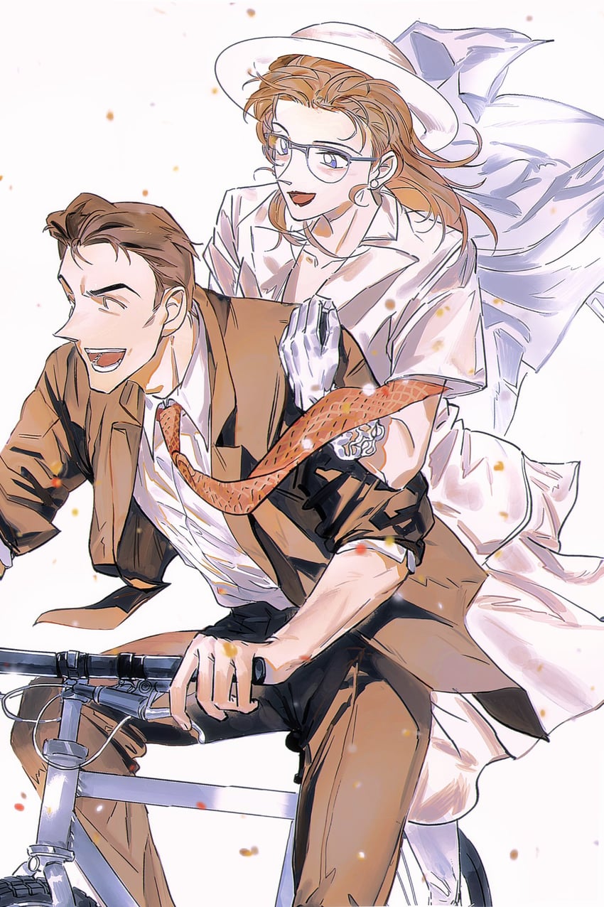 mouri kogoro and kisaki eri (meitantei conan) drawn by mercuryxun