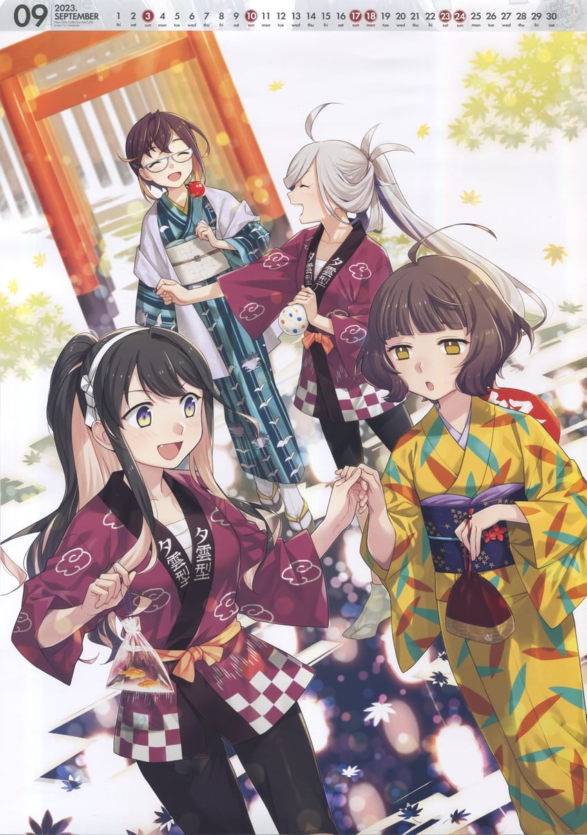 naganami, asashimo, kishinami, and okinami (kantai collection) drawn by fujikawa