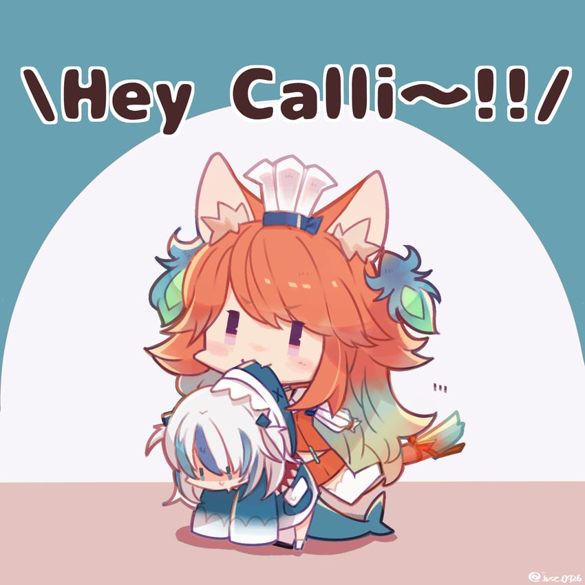 gawr gura and takanashi kiara (hololive and 1 more) drawn by krn_udn