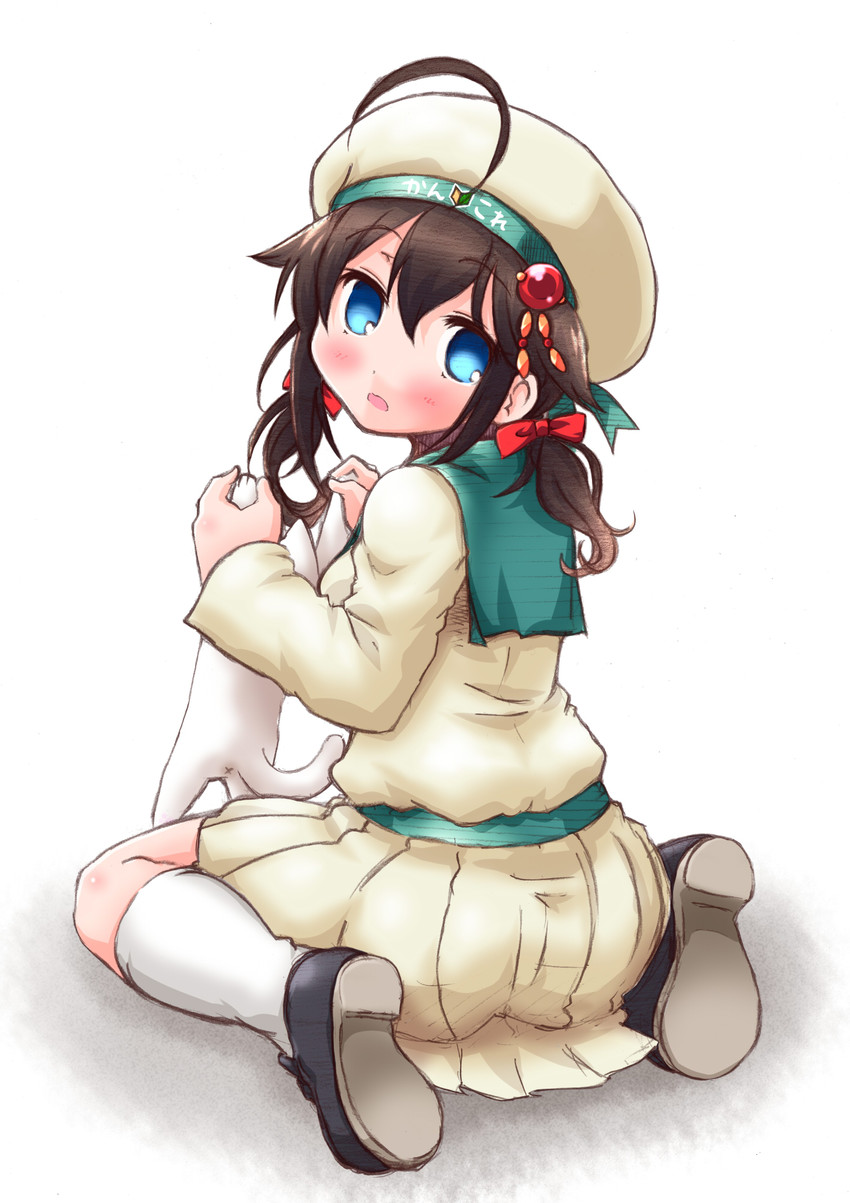 shigure, shigure kai ni, error musume, and girl holding a cat (kantai collection) drawn by kanon_(kurogane_knights)