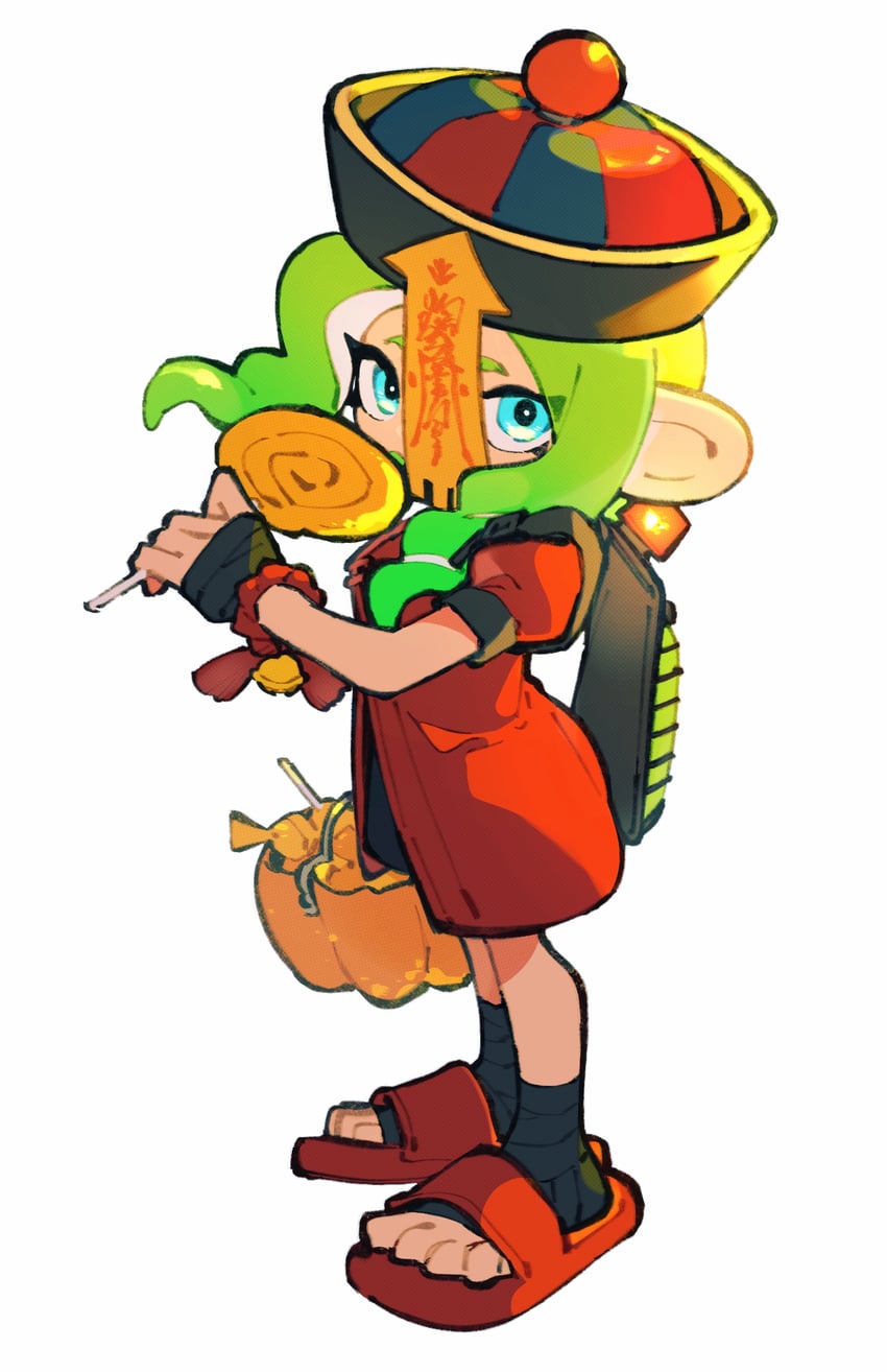 octoling player character and octoling girl (splatoon and 1 more) drawn by inari1369