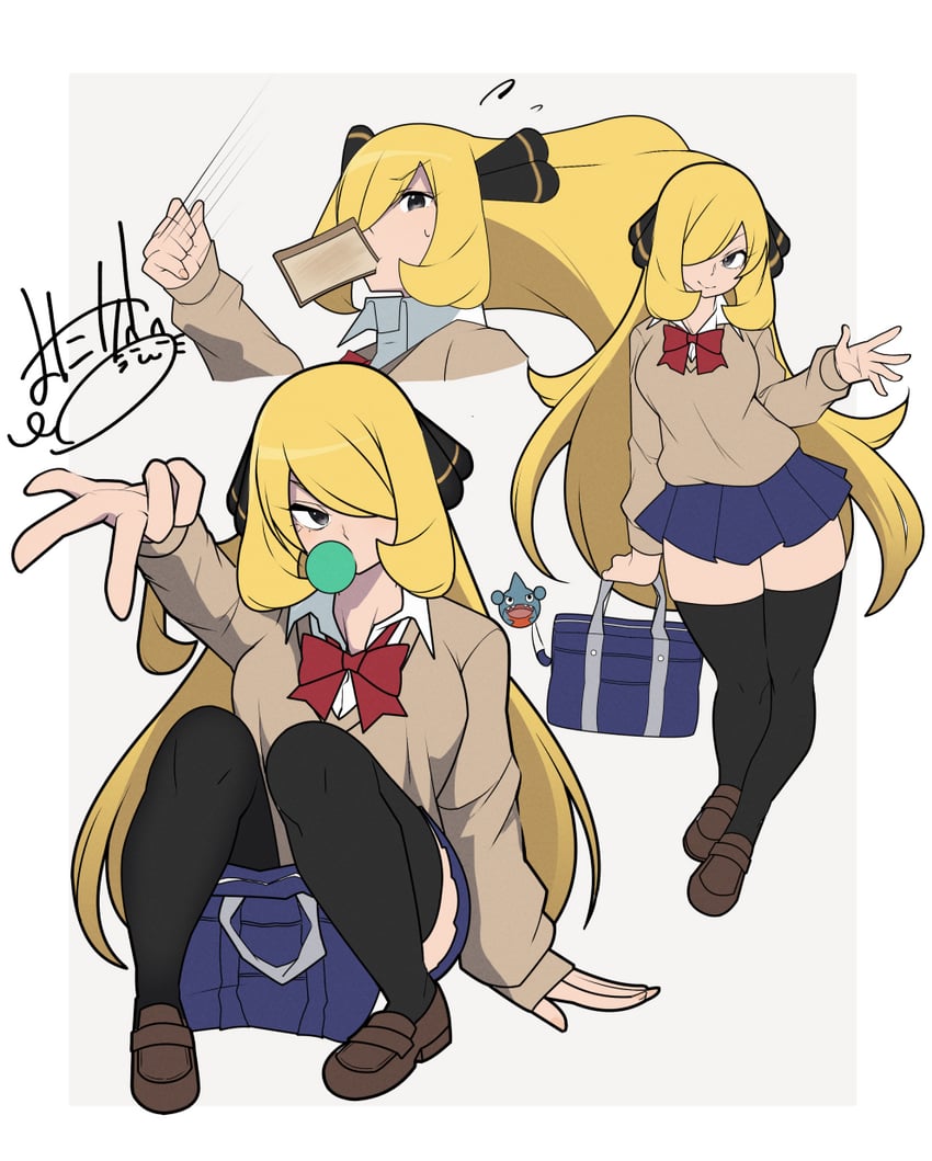 cynthia and gible (pokemon and 1 more) drawn by mituyota_76