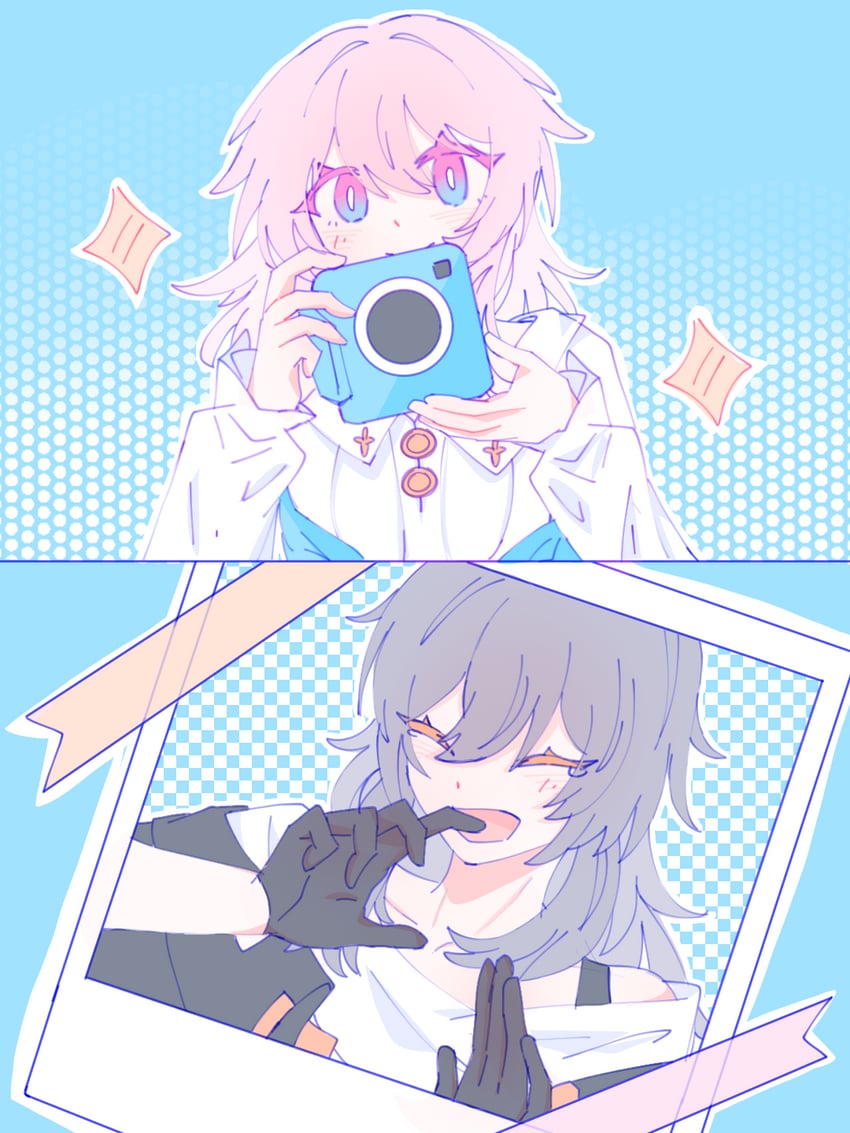trailblazer, stelle, and march 7th (honkai and 1 more) drawn by jiumantinghai