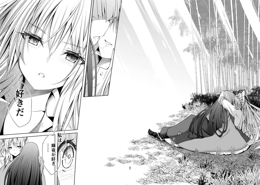 fujiwara no mokou and houraisan kaguya (touhou) drawn by kitora_(kisekinonameko)