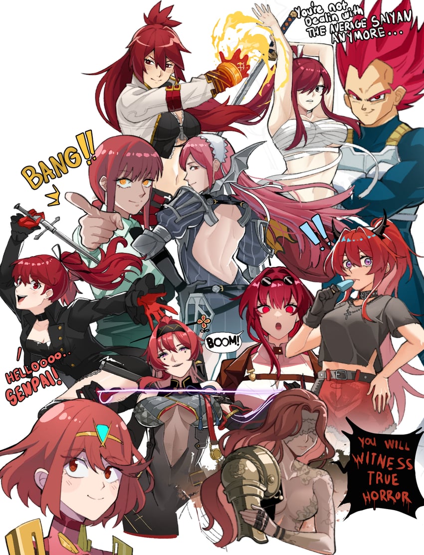makima, pyra, kafka, surtr, vegeta, and 8 more (arknights and 14 more) drawn by skinipik