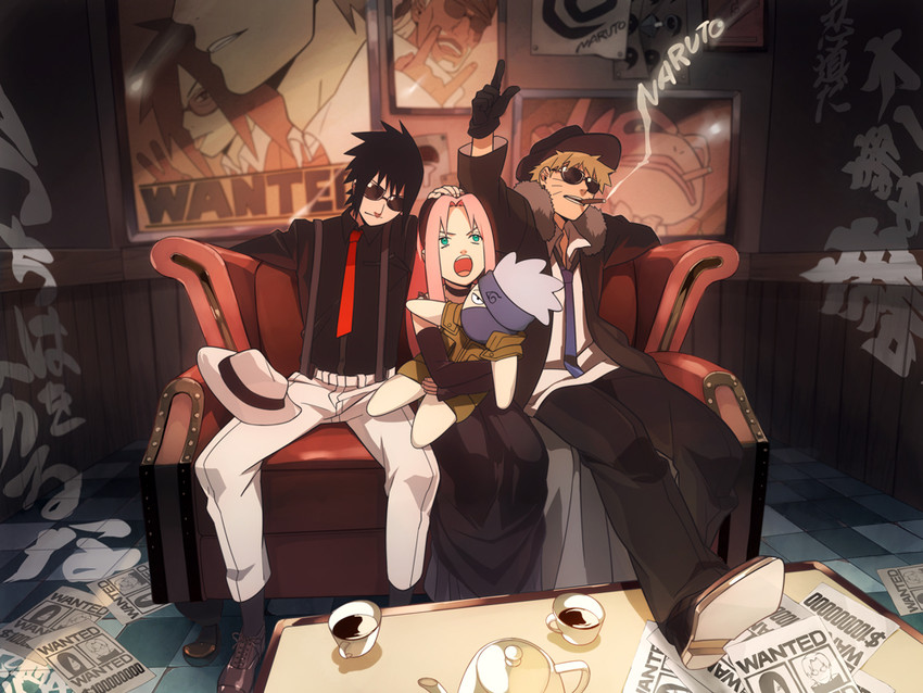 haruno sakura, uzumaki naruto, uchiha sasuke, hatake kakashi, uchiha obito, and 5 more (naruto and 1 more) drawn by oba-min