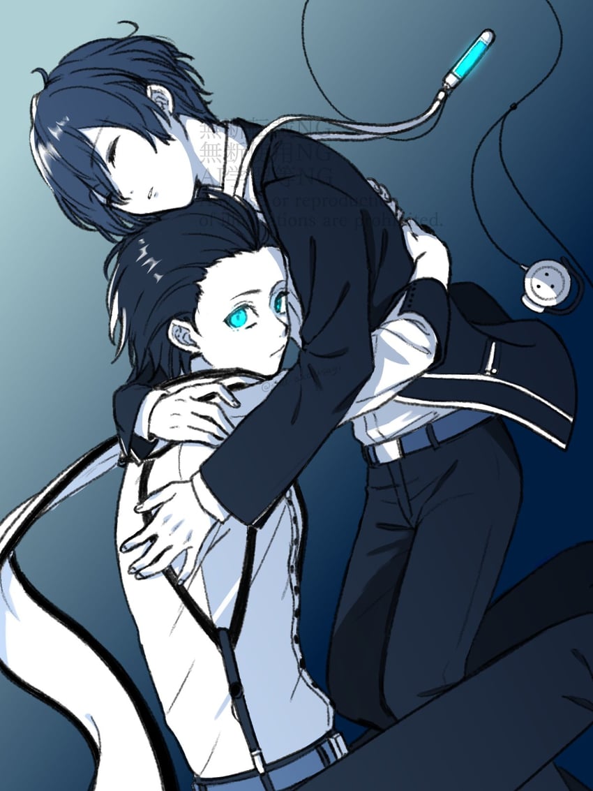yuuki makoto and mochizuki ryouji (persona and 1 more) drawn by suu_akausagi