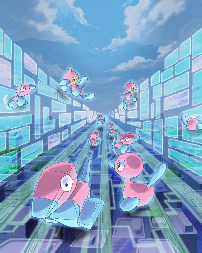 porygon-z, porygon, and porygon2 (pokemon) drawn by d-nezumi