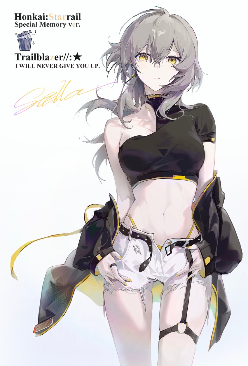 trailblazer and stelle (honkai and 2 more) drawn by refa