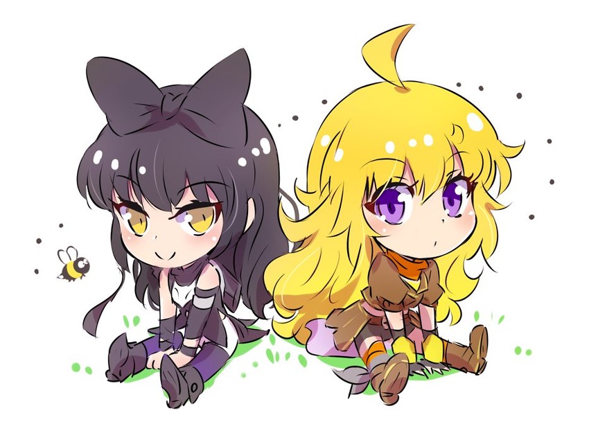 yang xiao long and blake belladonna (rwby and 1 more) drawn by iesupa