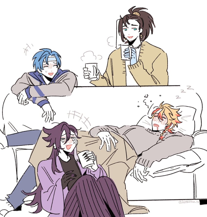 regis altare, axel syrios, banzoin hakka, and josuiji shinri (holostars and 1 more) drawn by hiimtae_sb