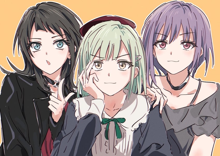wakaba mutsumi, yahata umiri, mortis, and yuutenji nyamu (bang dream! and 1 more) drawn by bullfalk