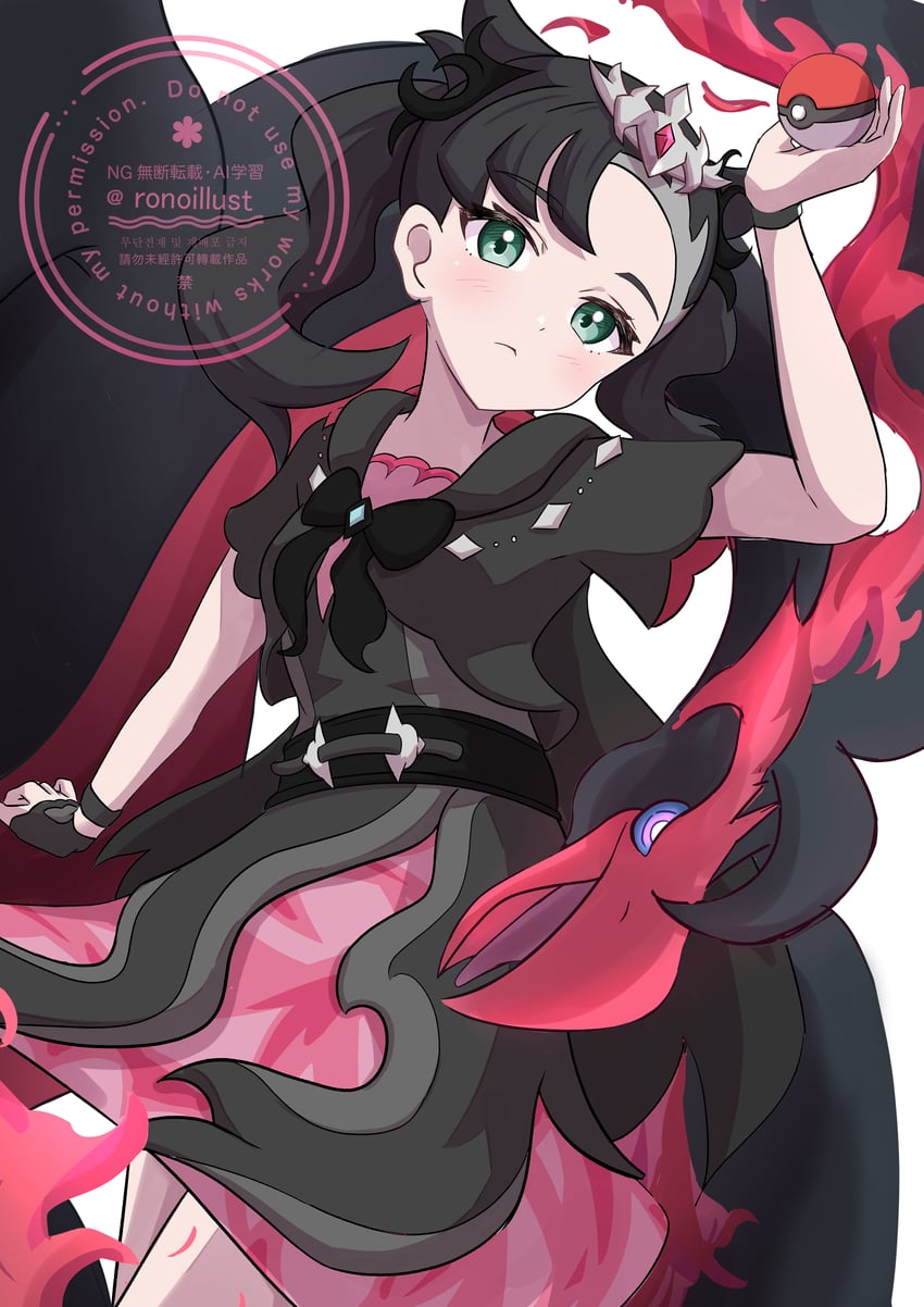 galarian moltres and marnie (pokemon and 1 more) drawn by rono_(lethys)