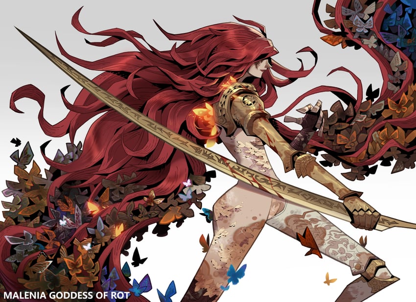 malenia blade of miquella and malenia goddess of rot (elden ring) drawn by caicai_(pixiv_19839901)