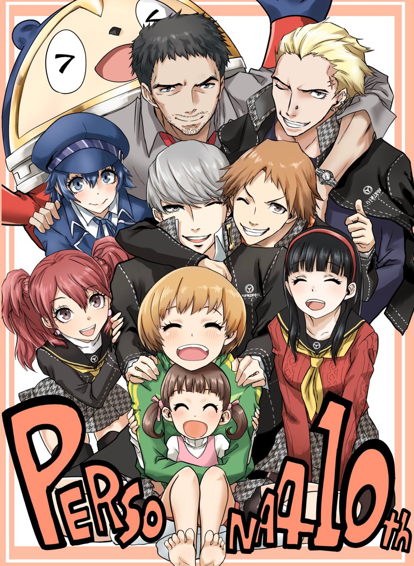 narukami yu, shirogane naoto, satonaka chie, kujikawa rise, amagi yukiko, and 5 more (persona and 1 more) drawn by kurosususu