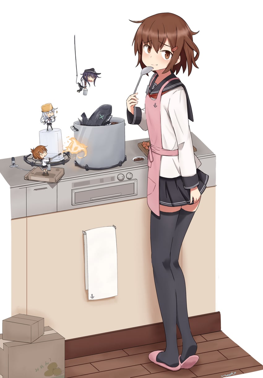 hibiki, inazuma, ikazuchi, and akatsuki (kantai collection) drawn by yuzuki_draw