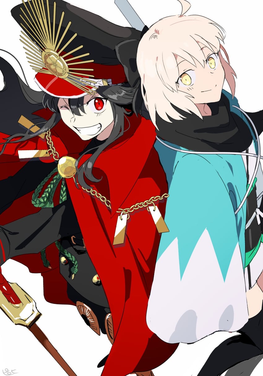 okita souji and oda nobunaga (fate and 1 more) drawn by pirohi_(pirohi214)