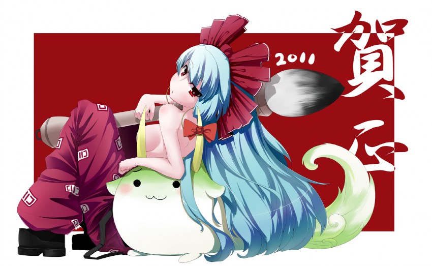 fujiwara no mokou, kamishirasawa keine, and ex-keine (touhou) drawn by tama_(speedgrapher)