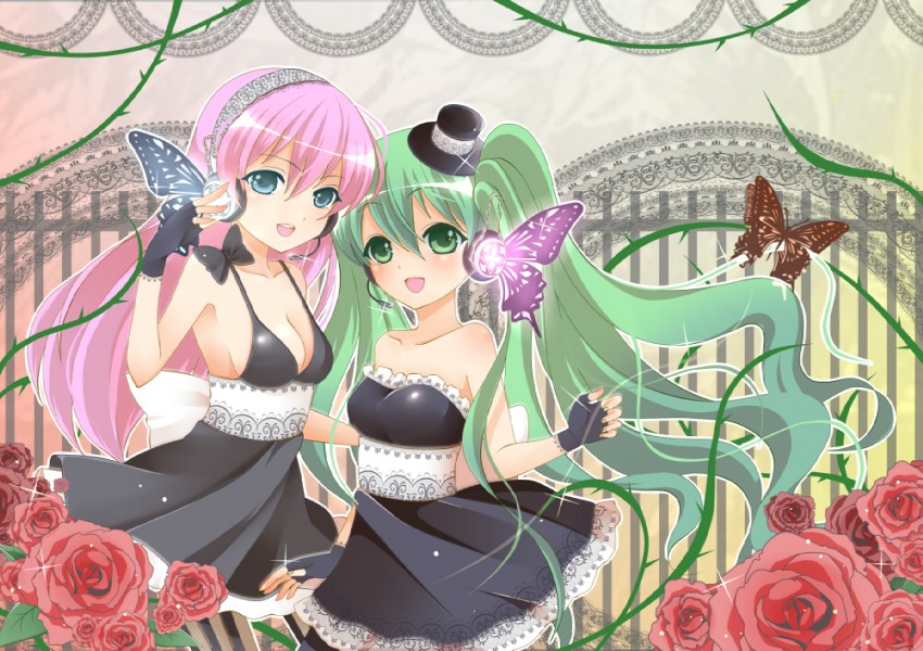 hatsune miku and megurine luka (vocaloid and 1 more) drawn by nekosugi_(hoshi)