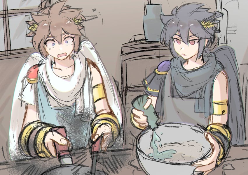 pit and dark pit (kid icarus and 1 more) drawn by ko_iwari_ngo