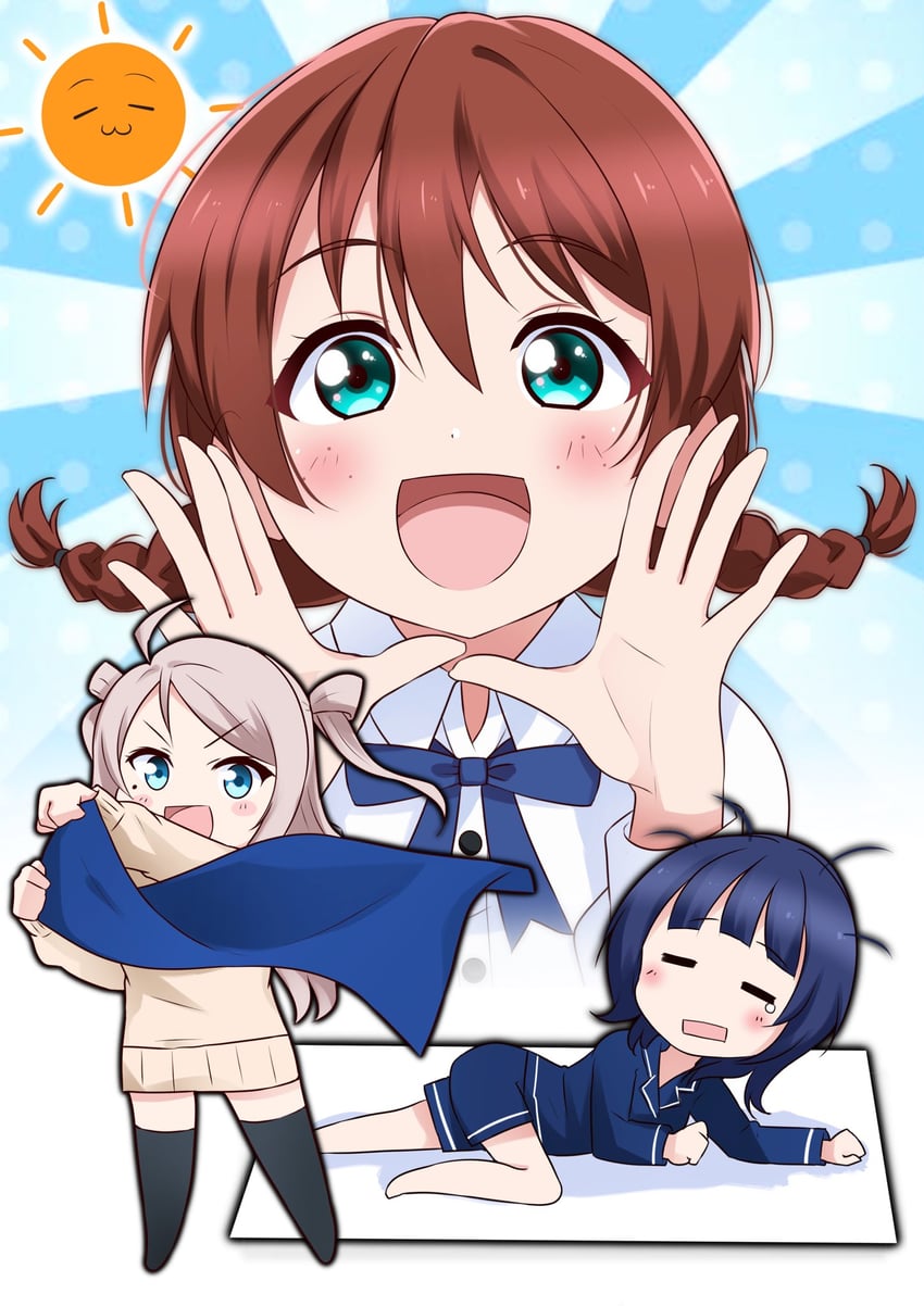 emma verde, asaka karin, and zhong lanzhu (love live! and 1 more) drawn by zero-theme