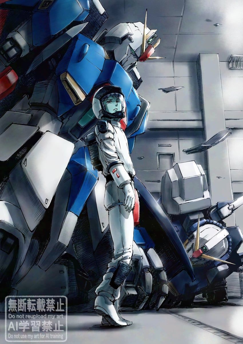 kamille bidan, zeta gundam, and gundam mk ii (gundam and 1 more) drawn by kaeru_no_papa