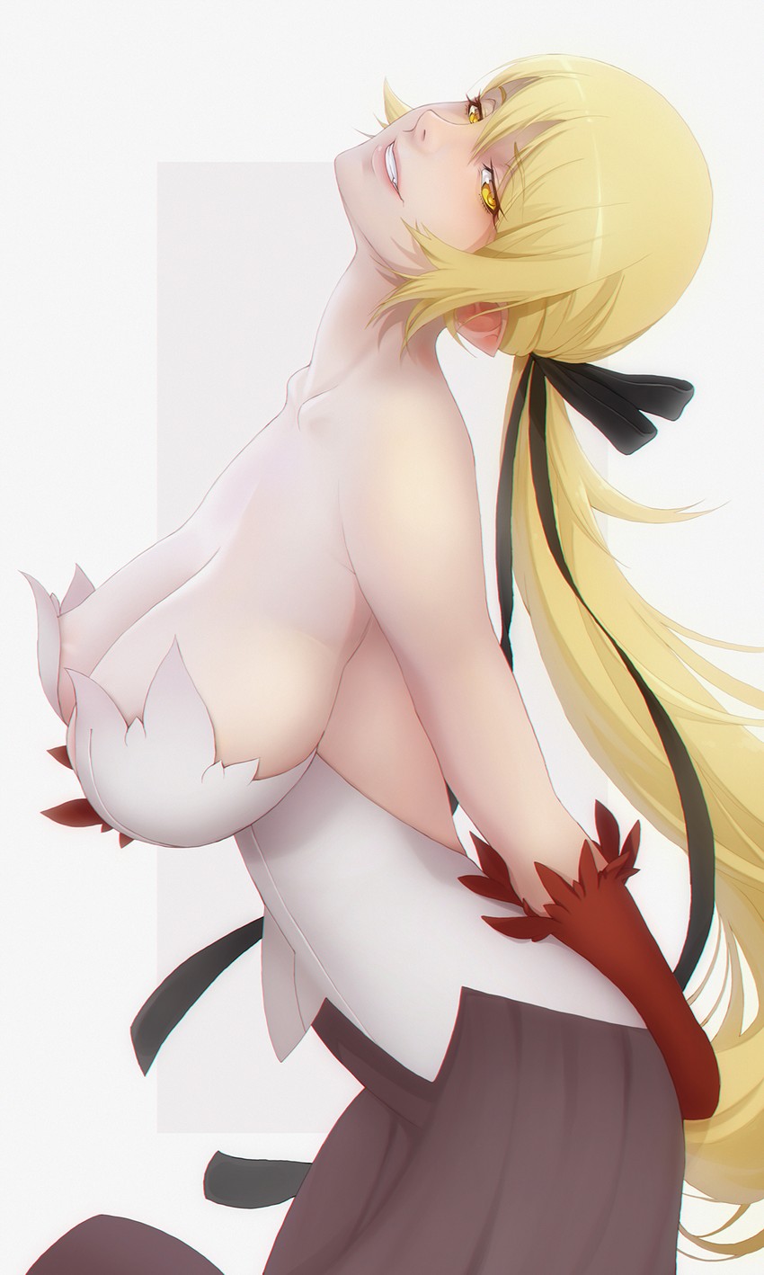 oshino shinobu and kiss-shot acerola-orion heart-under-blade (monogatari and 1 more) drawn by k19