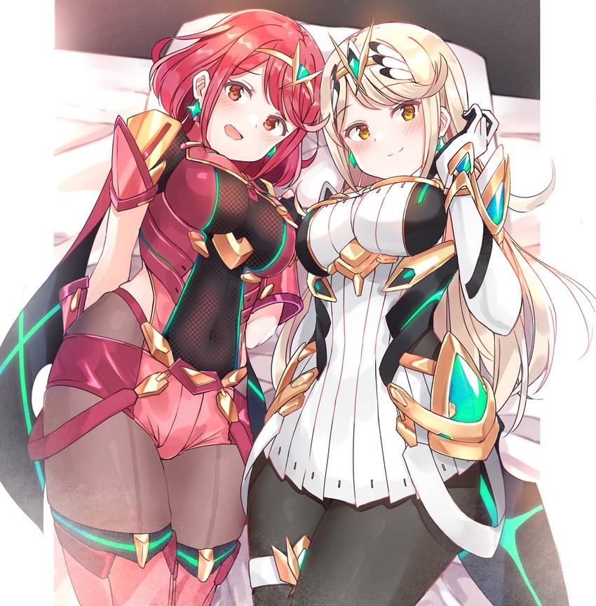 pyra and mythra (xenoblade chronicles and 2 more) drawn by shiitake_taishi