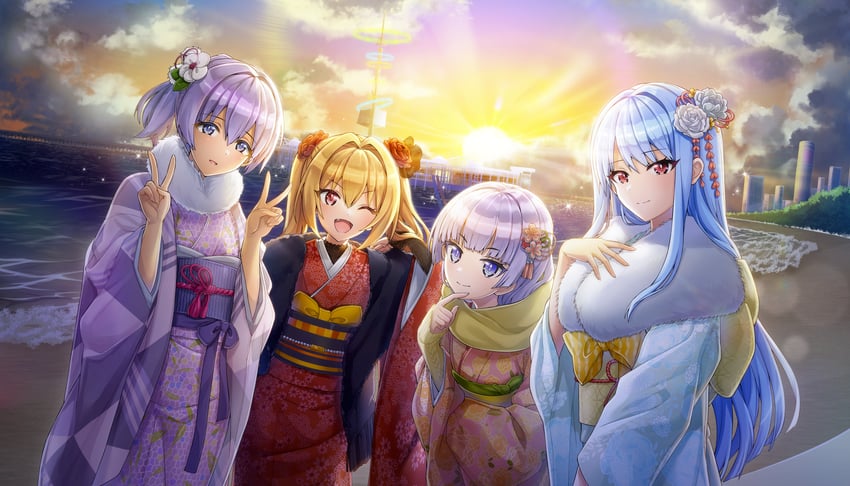 nayuki hiori, schnee weissberg, kazami ellen, and souma hayate (dolphin wave) drawn by ootomo_takuji