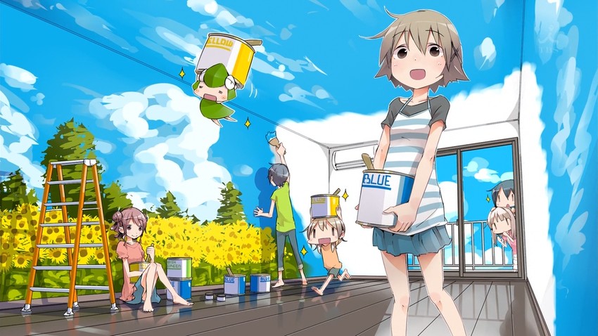 yuno, miyako, hiro, sae, nori, and 2 more (hidamari sketch) drawn by afro_(kngotezo)