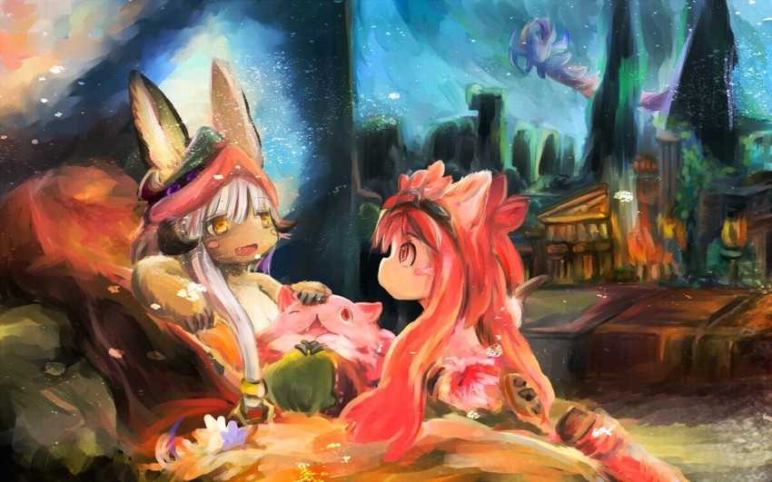 nanachi, belafu, and mitty (made in abyss) drawn by pumichi