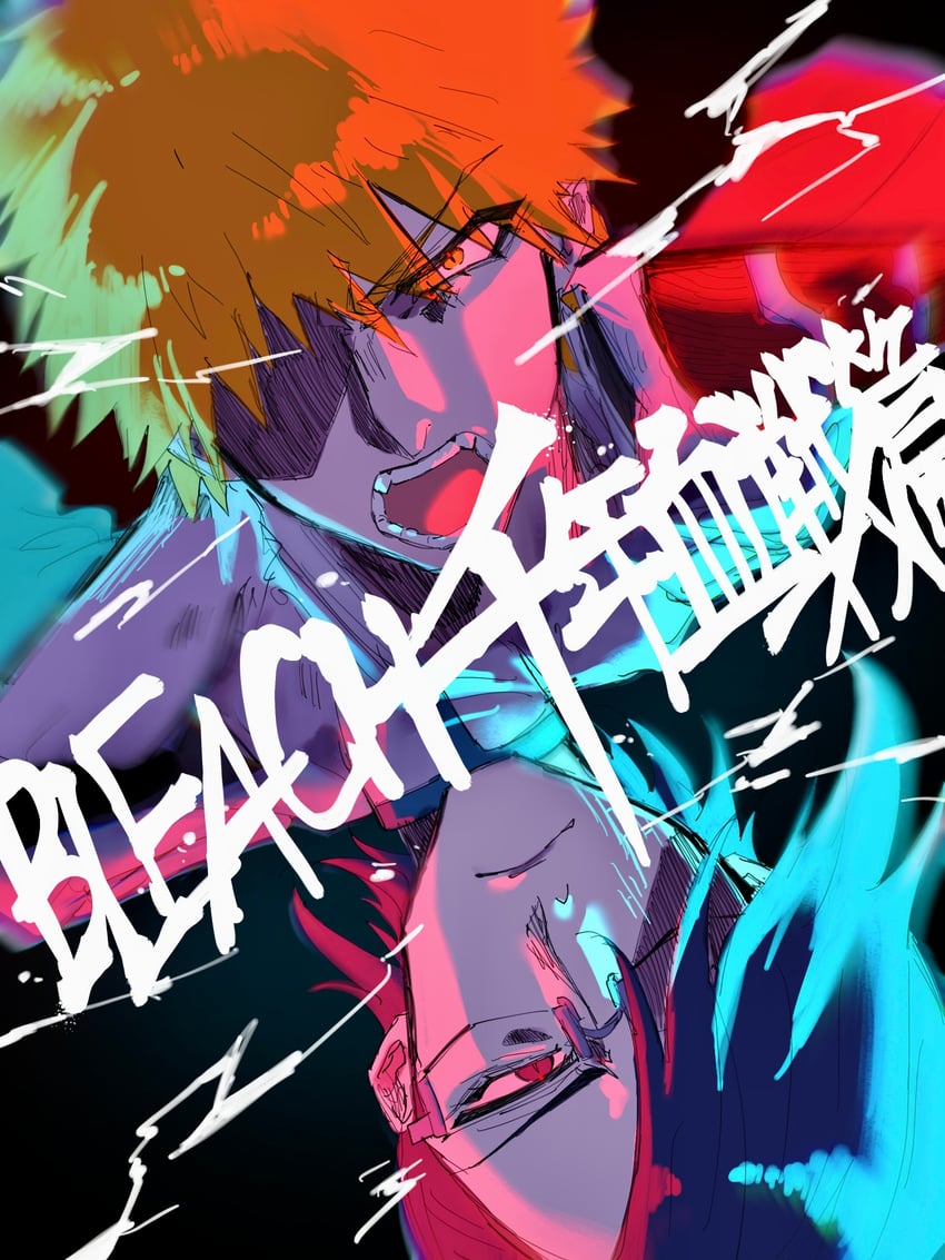 kurosaki ichigo and ishida uryuu (bleach and 1 more) drawn by hhjr_3me