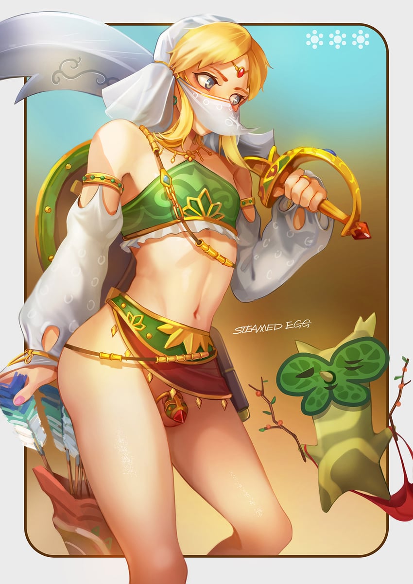 link and korok (the legend of zelda and 1 more) drawn by chawanmushi_(steamedeggz)