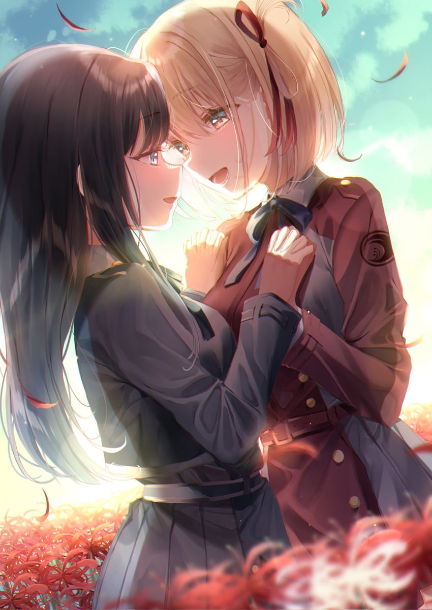 nishikigi chisato and inoue takina (lycoris recoil) drawn by touki_matsuri