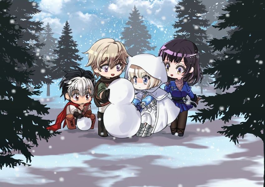 justia, scheherazade, lathel, and gray (brown dust and 1 more) drawn by l_(yuda07)
