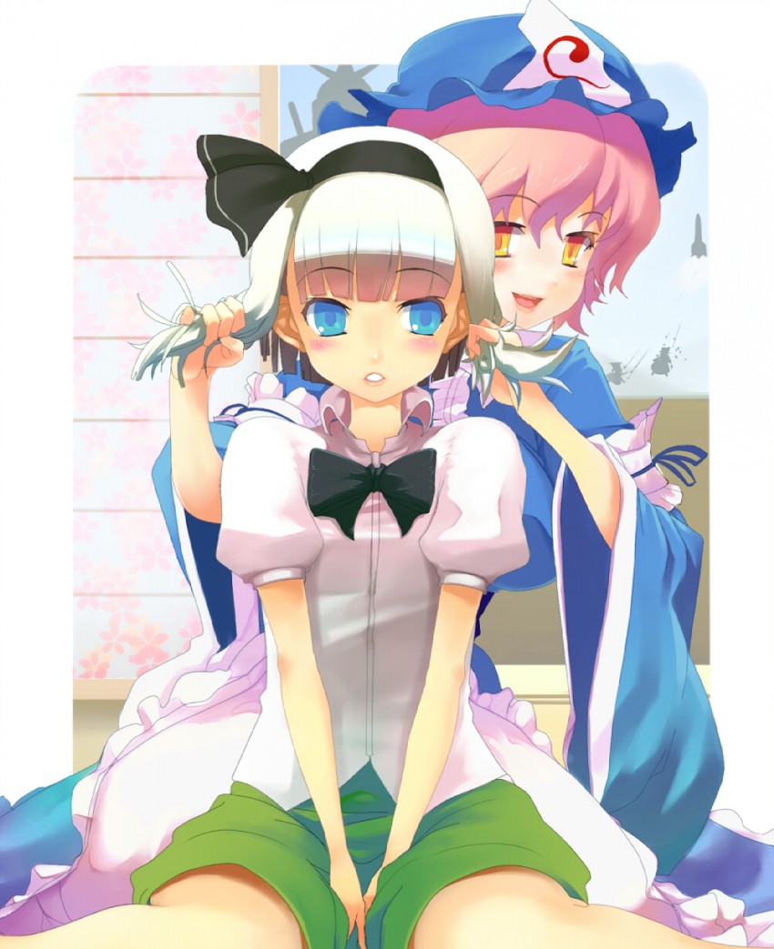 hakurei reimu, kirisame marisa, konpaku youmu, and saigyouji yuyuko (touhou and 1 more) drawn by karochii