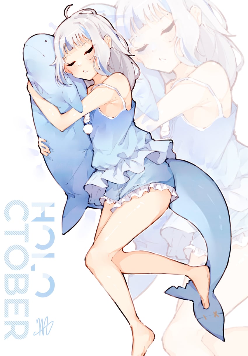 gawr gura (hololive and 1 more) drawn by ma_draws