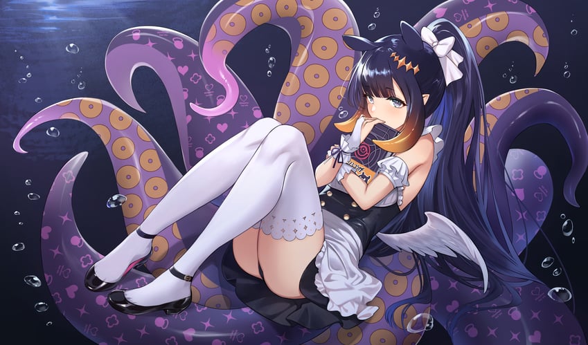 ninomae ina'nis and ao-chan (hololive and 1 more) drawn by nr_noir