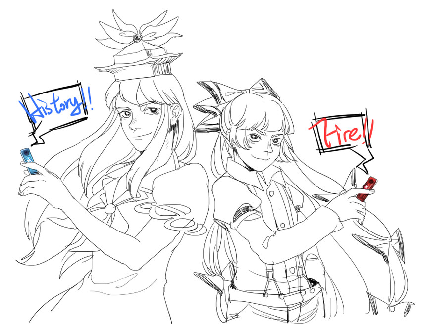 fujiwara no mokou and kamishirasawa keine (touhou and 2 more) drawn by saiko67