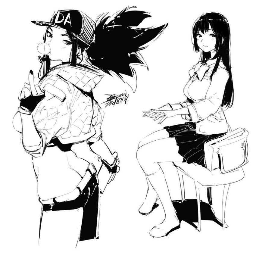 akali and k/da akali (league of legends) drawn by ejami