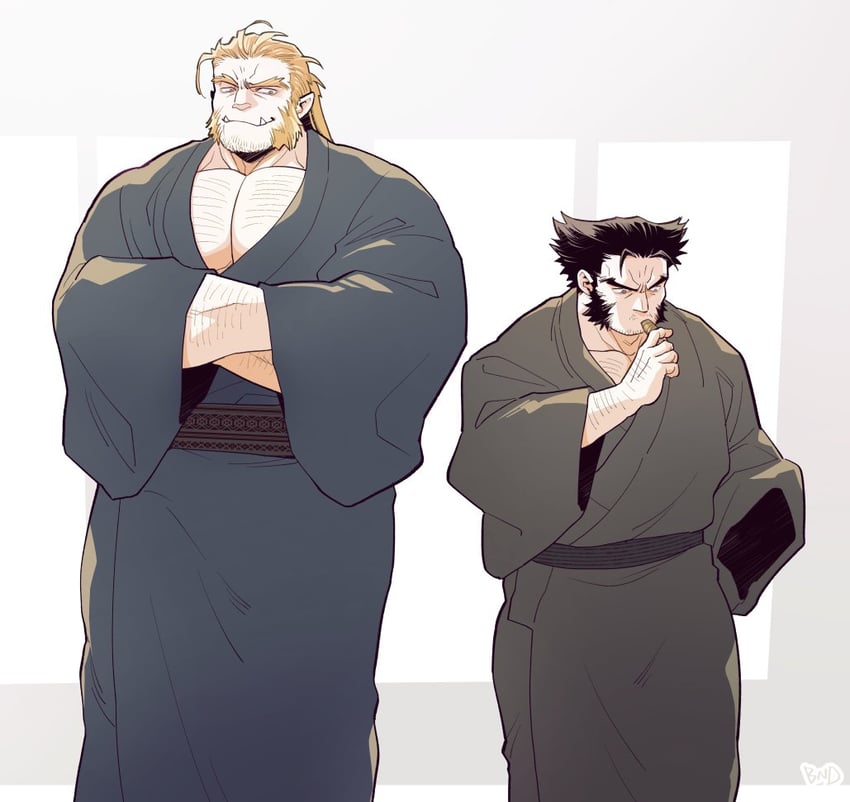 wolverine and sabertooth (marvel and 1 more) drawn by sekijaku