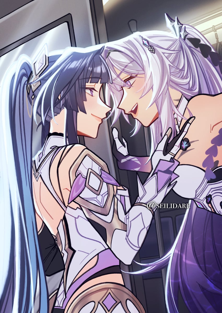 kiana kaslana and raiden mei (honkai and 1 more) drawn by seilidare