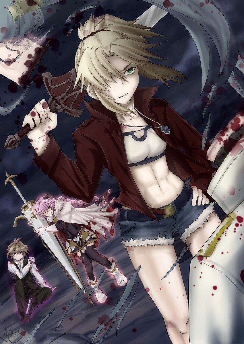 astolfo, mordred, sieg, and celenike icecolle yggdmillennia (fate and 1 more) drawn by alec-gdlk