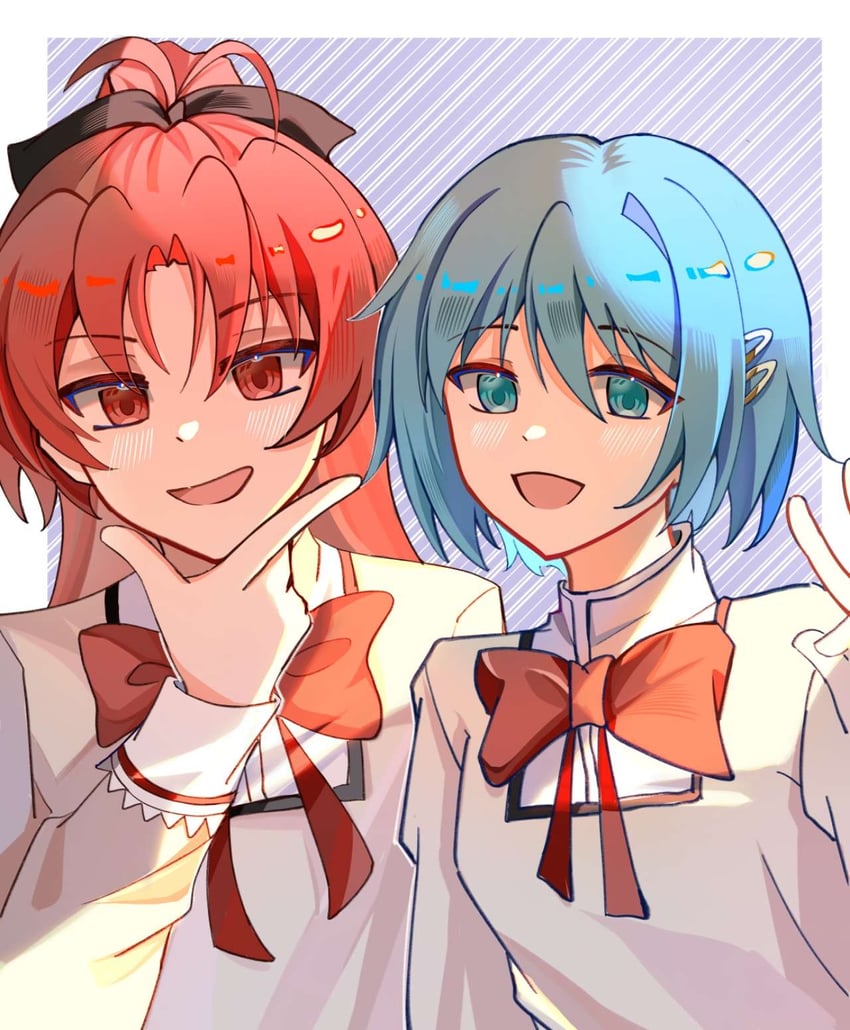 miki sayaka and sakura kyoko (mahou shoujo madoka magica) drawn by touxiangshibenrenbiewenle