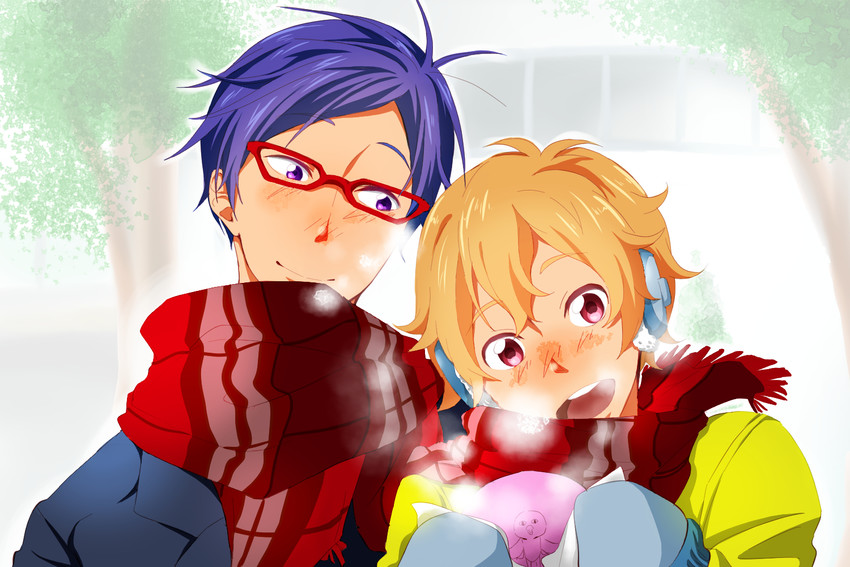 hazuki nagisa, ryuugazaki rei, and iwatobi-chan (free!) drawn by fukawamaki