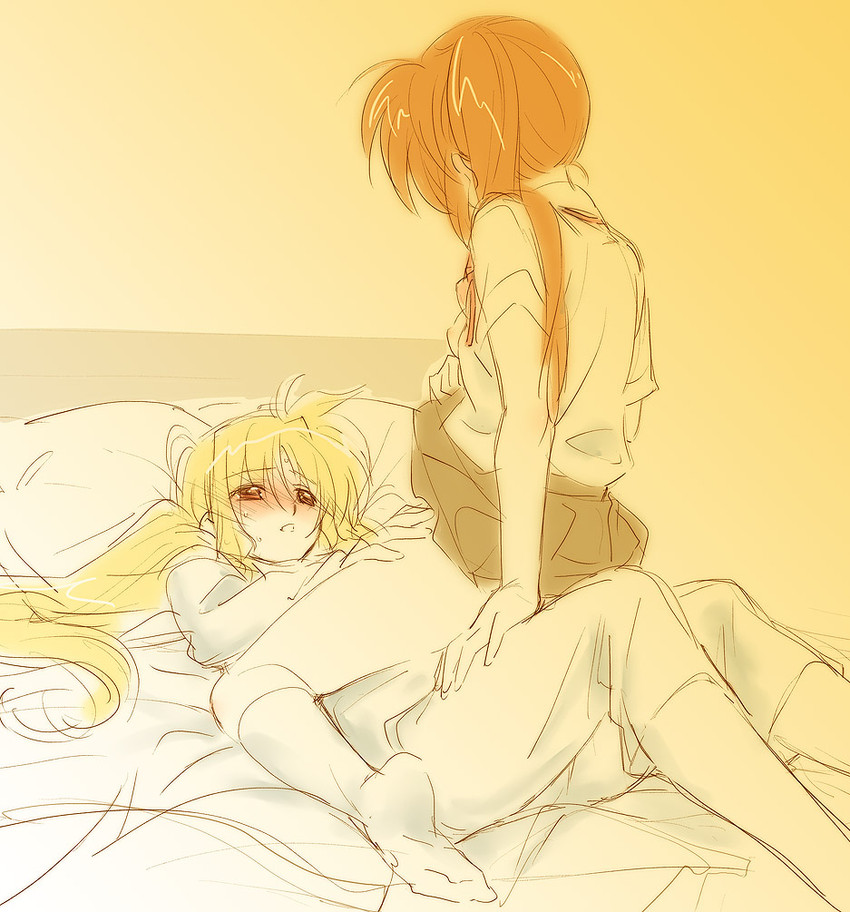 fate testarossa and takamachi nanoha (lyrical nanoha and 3 more) drawn by tokoharu